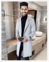 Black fashionable Winter men's long overcoat 0 - Tophatter Daily Deals