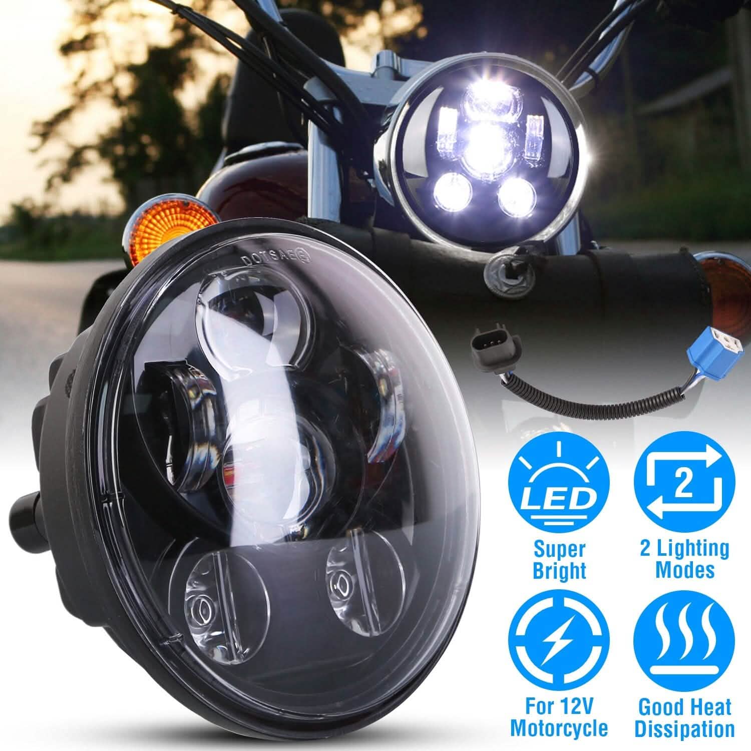 5.75-Inch LED Motorcycle Headlight Automotive - Tophatter Daily Deals