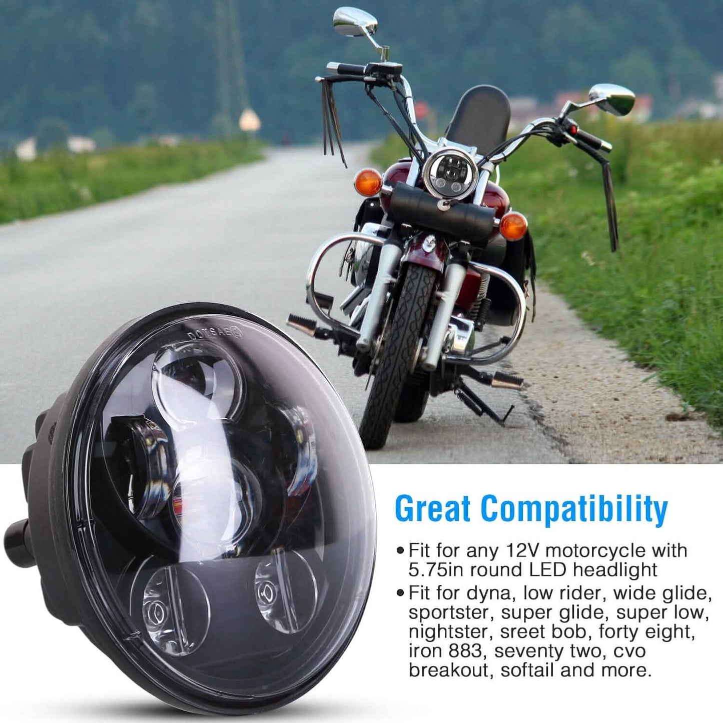 5.75-Inch LED Motorcycle Headlight Automotive - Tophatter Daily Deals