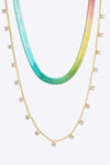 Gradient Herringbone Chain Double-Layered Necklace Necklaces - Tophatter Daily Deals