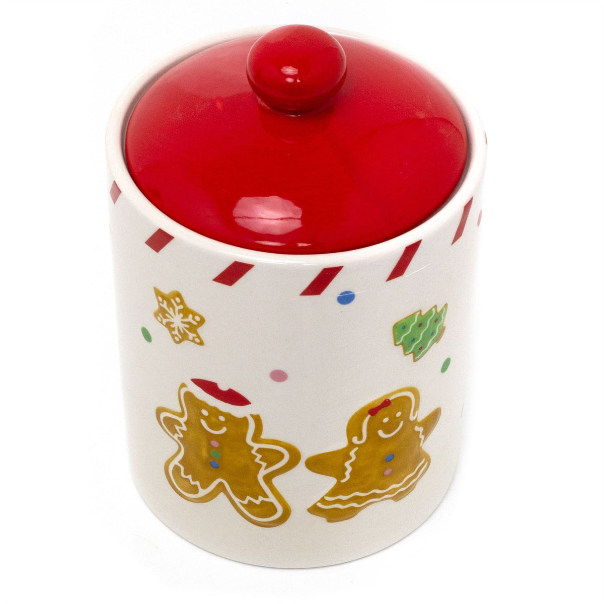 Ceramic Gingerbread Christmas Storage Jar | Biscuit Barrel with Lid - 18cm Jar - Tophatter Daily Deals