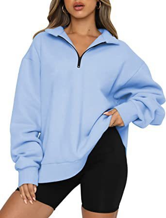 Lightweight Women Zip Sweatshirt - Oversized Pullover Casual Light blue 3D Changing Face Moving Picture Frame - Tophatter Daily Deals