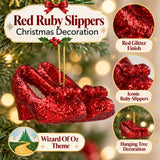 Ruby Slippers Christmas Tree Decoration, Gisela Graham Red Glitter Ornament 7cm Baubles - Tophatter Daily Deals