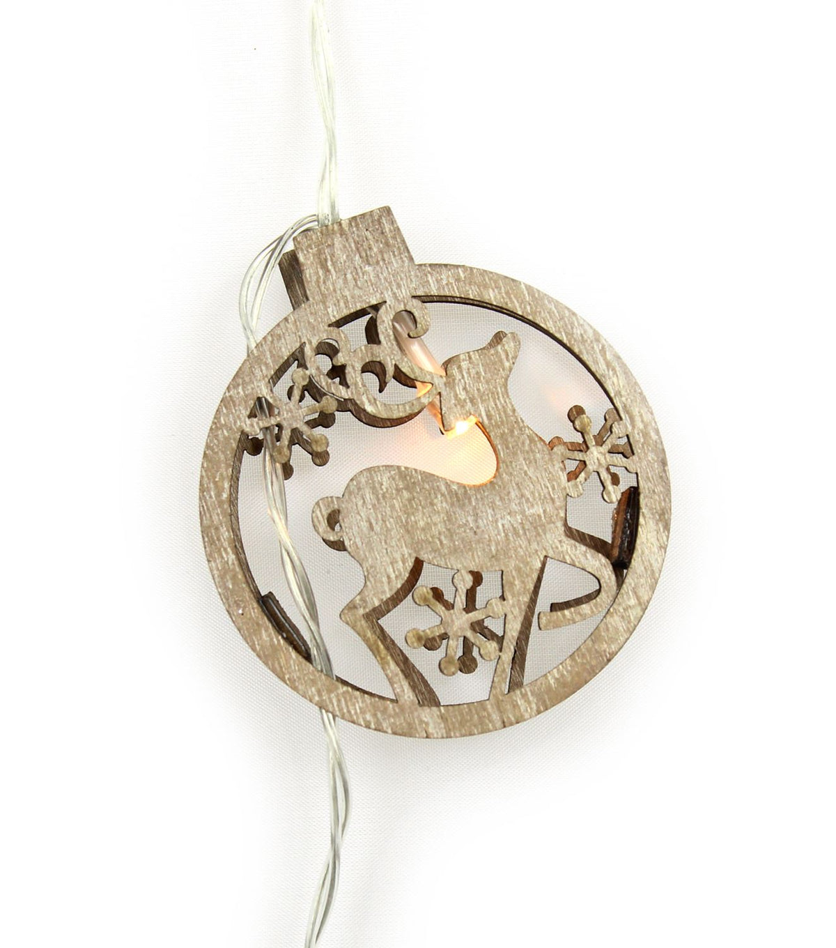 Wooden Reindeer Light String Christmas Bauble LED Garland Fairy Lights - Tophatter Daily Deals