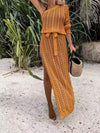 Slit Openwork Single Shoulder Knit Dress Honey Casual Dresses - Tophatter Daily Deals