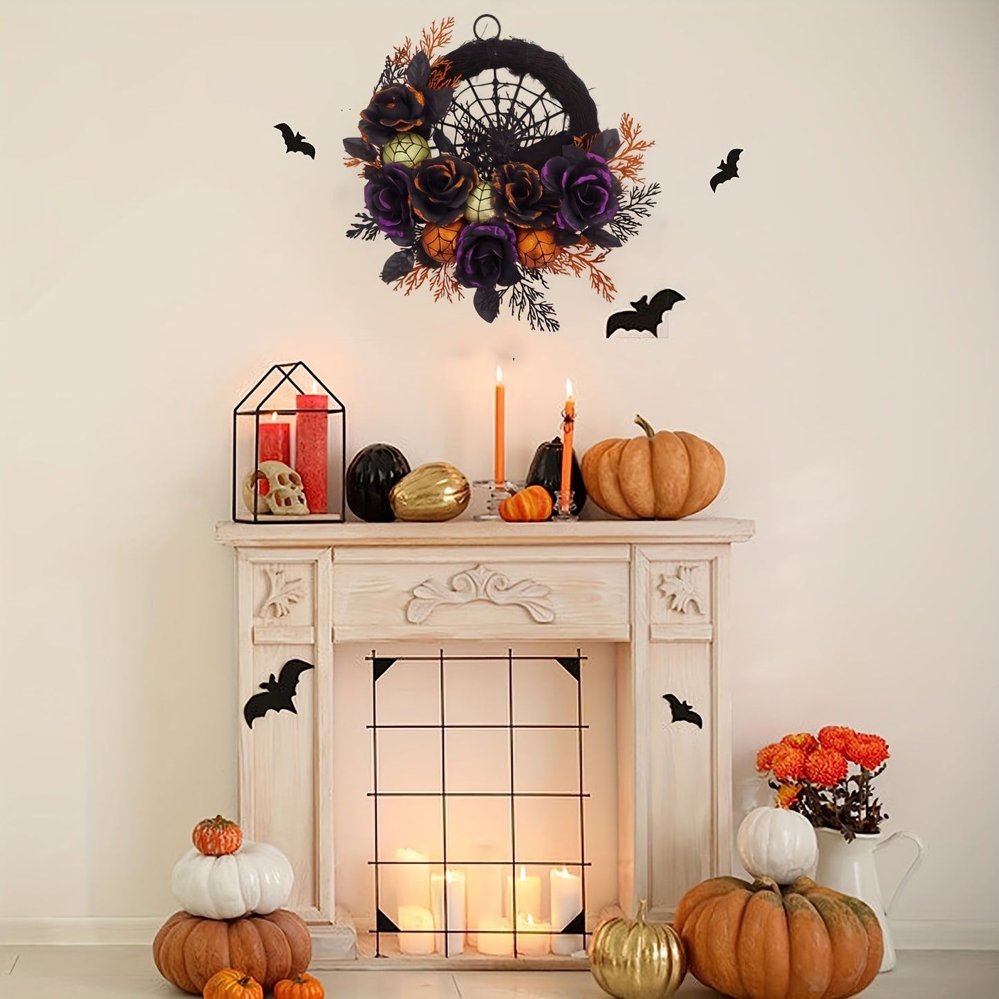 Halloween Wreath Decoration with Spider Web Occasions > Christmas > Christmas Wreaths & Garlands - Tophatter Daily Deals