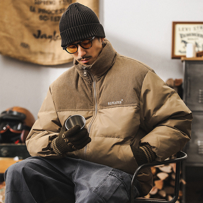 Insulating Mens Puffer Jacket - Corduroy Yoke, Duck Down 3D Changing Face Moving Picture Frame - Tophatter Daily Deals