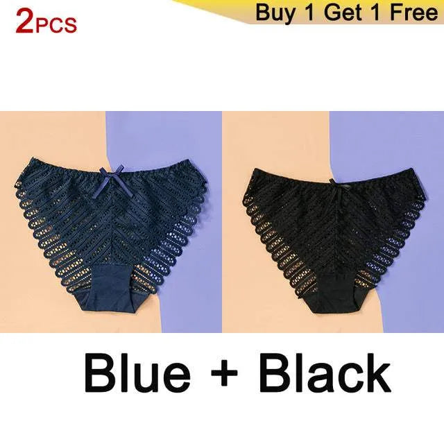 Sexy Lingerie Panties Women's Ladies Panties 2 Items Blue black One size 0 - Tophatter Daily Deals