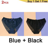 Sexy Lingerie Panties Women's Ladies Panties 2 Items Blue black One size 0 - Tophatter Daily Deals