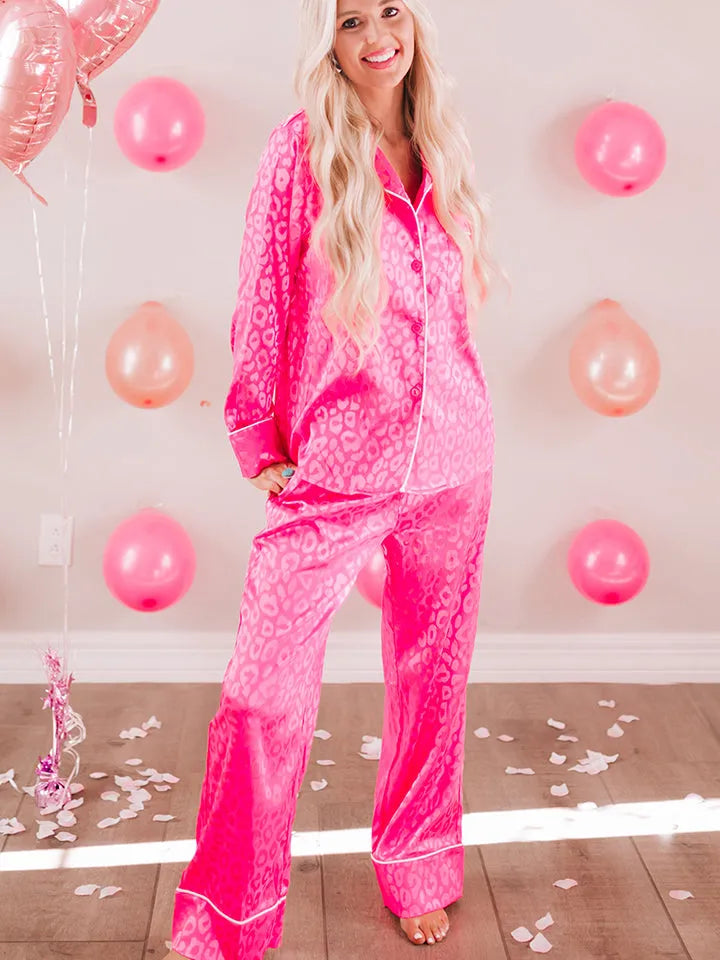 Printed Long Sleeve Top and Pants Lounge Set Loungewear Sets - Tophatter Daily Deals