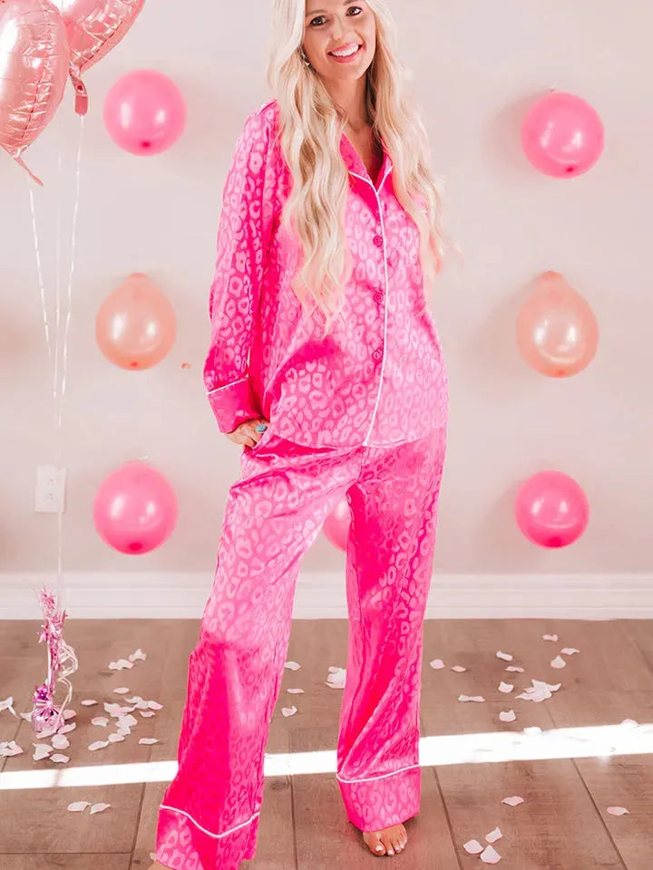 Printed Long Sleeve Top and Pants Lounge Set Loungewear Sets - Tophatter Daily Deals