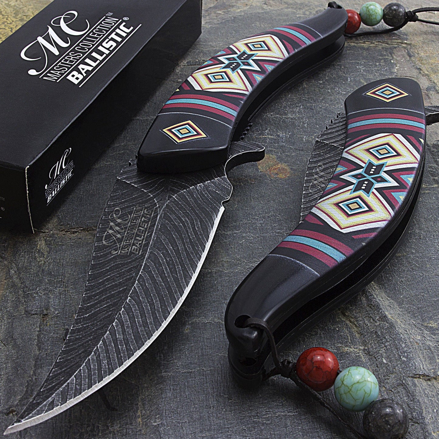 8.5" Masters Collection Spring Assisted Damascus Frontier Pocket Knife Tophatter's Spring Assisted Knives Collectibles:Knives, Swords & Blades:Collectible Folding Knives:Modern Folding Knives:Factory Manufactured - Tophatter Daily Deals