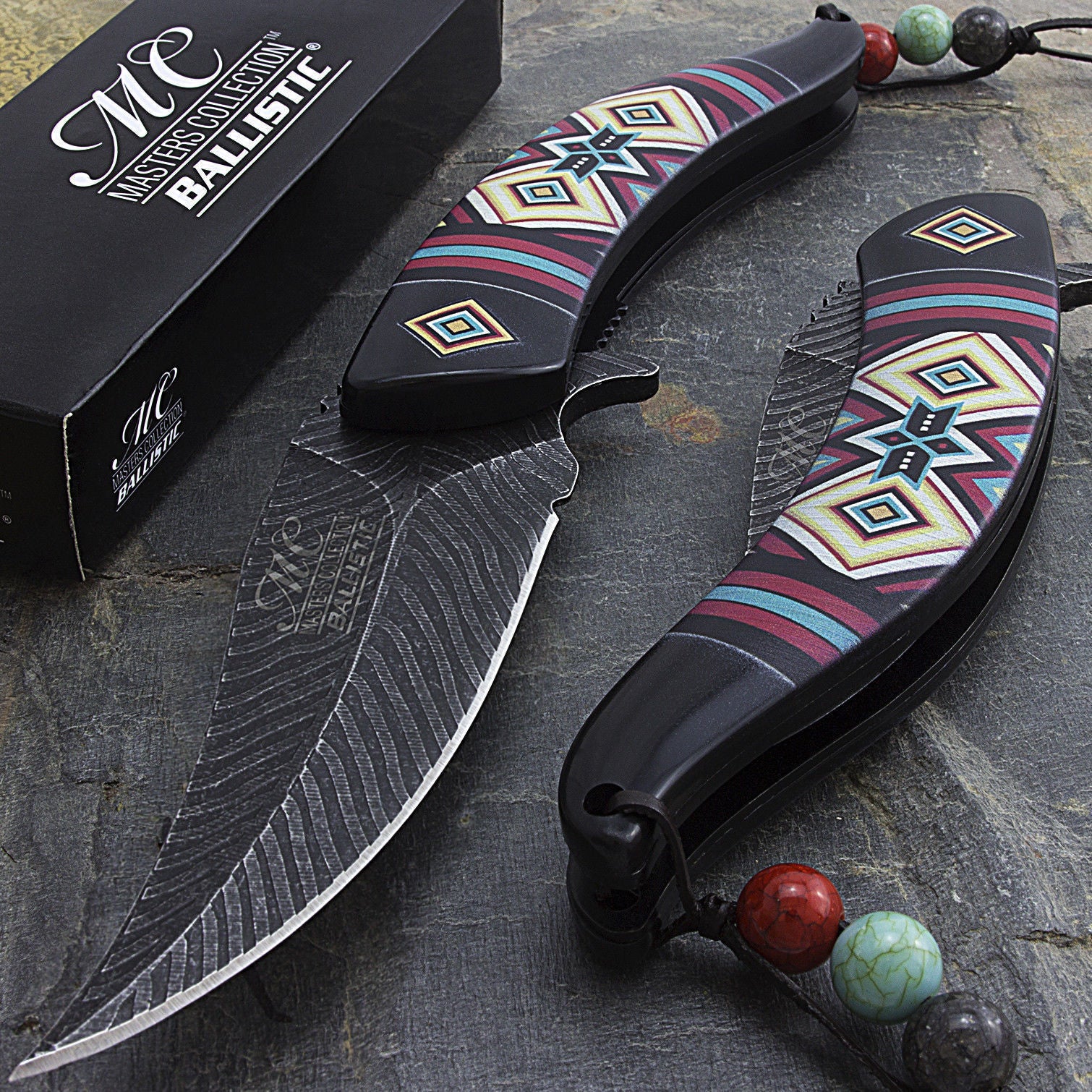 8.5" Masters Collection Spring Assisted Damascus Frontier Pocket Knife Tophatter's Spring Assisted Knives Collectibles:Knives, Swords & Blades:Collectible Folding Knives:Modern Folding Knives:Factory Manufactured - Tophatter Daily Deals
