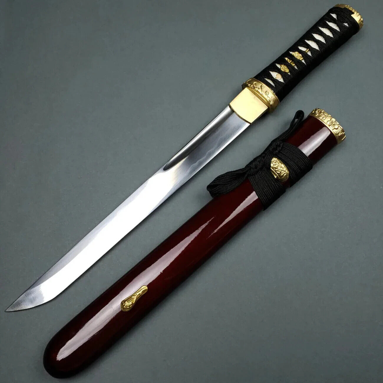 Timeless Elegance Traditional Japanese Tanto in Burgundy Dagger - Tophatter Daily Deals