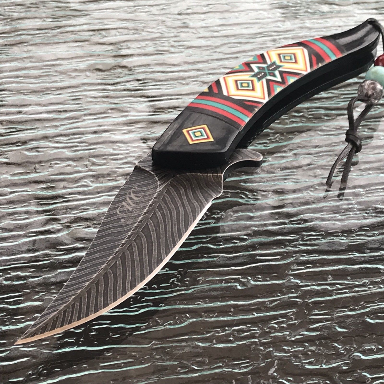 8.5" Masters Collection Spring Assisted Damascus Frontier Pocket Knife Tophatter's Spring Assisted Knives Collectibles:Knives, Swords & Blades:Collectible Folding Knives:Modern Folding Knives:Factory Manufactured - Tophatter Daily Deals