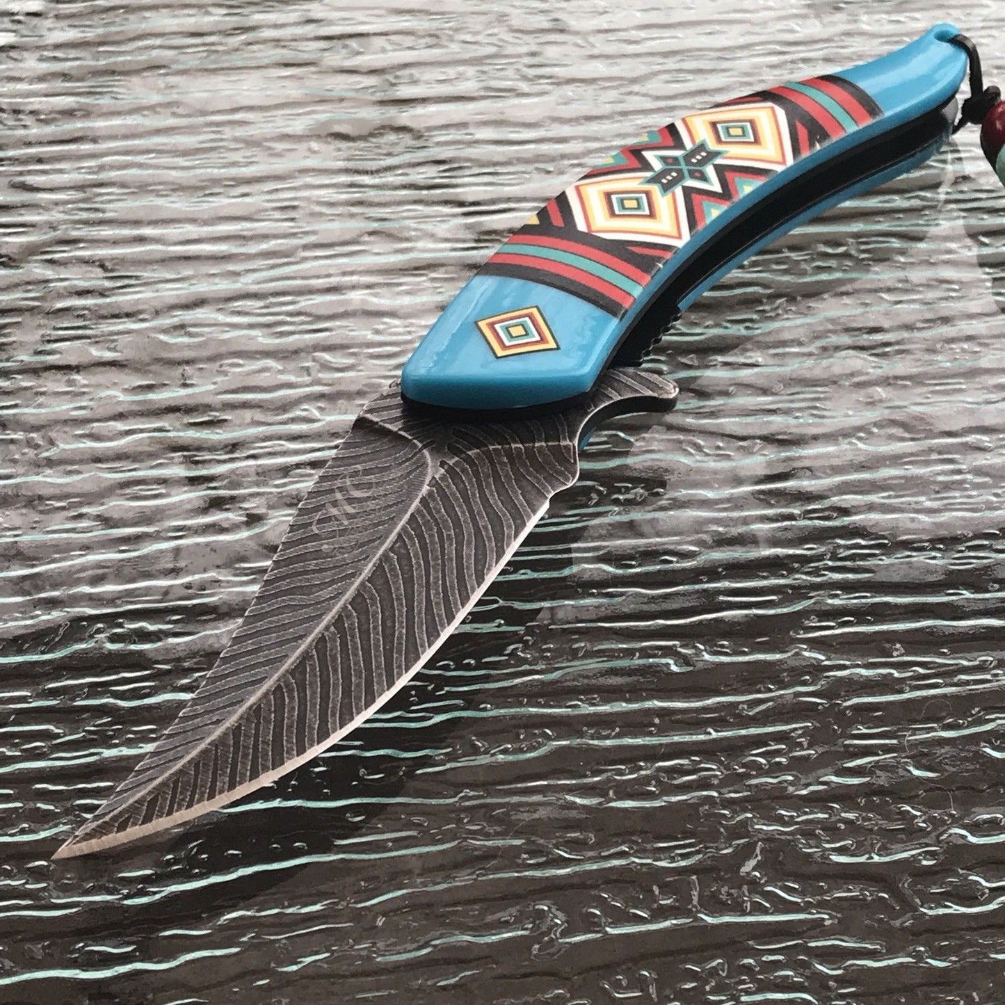 8.5" Masters Collection Spring Assisted Damascus Frontier Pocket Knife Tophatter's Spring Assisted Knives Collectibles:Knives, Swords & Blades:Collectible Folding Knives:Modern Folding Knives:Factory Manufactured - Tophatter Daily Deals
