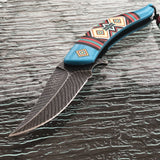 8.5" Masters Collection Spring Assisted Damascus Frontier Pocket Knife Tophatter's Spring Assisted Knives Collectibles:Knives, Swords & Blades:Collectible Folding Knives:Modern Folding Knives:Factory Manufactured - Tophatter Daily Deals