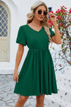 V-Neck Balloon Short Sleeve Dress Casual Dresses - Tophatter Daily Deals