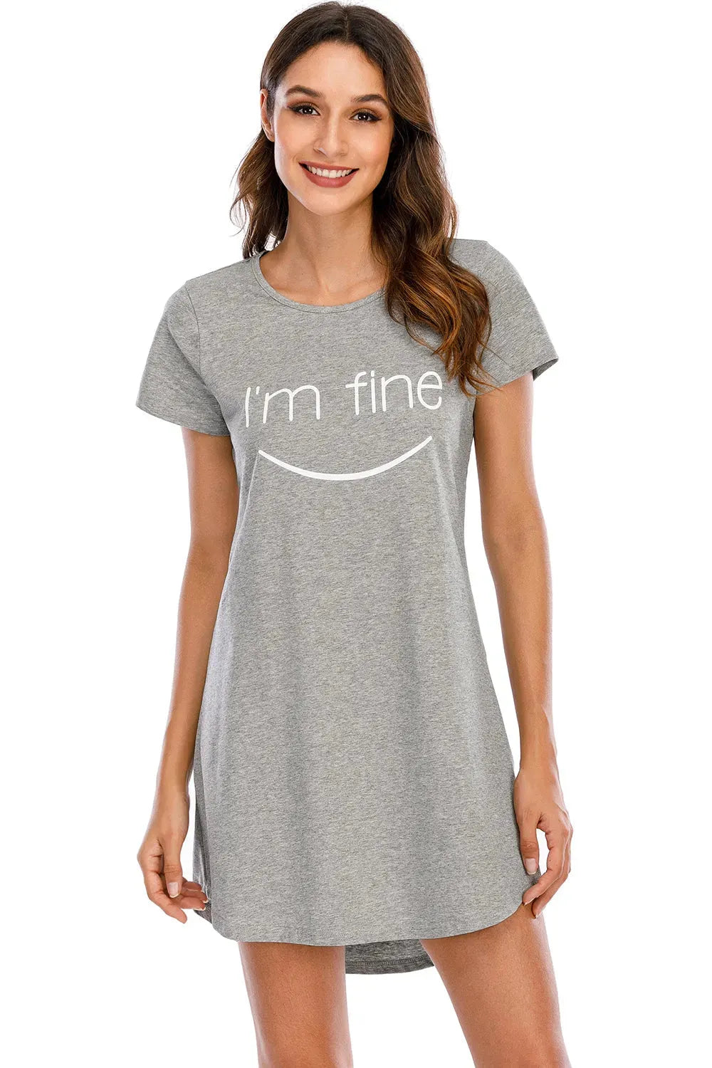 Graphic Round Neck Short Sleeve Lounge Dress Sleep Dresses - Tophatter Daily Deals
