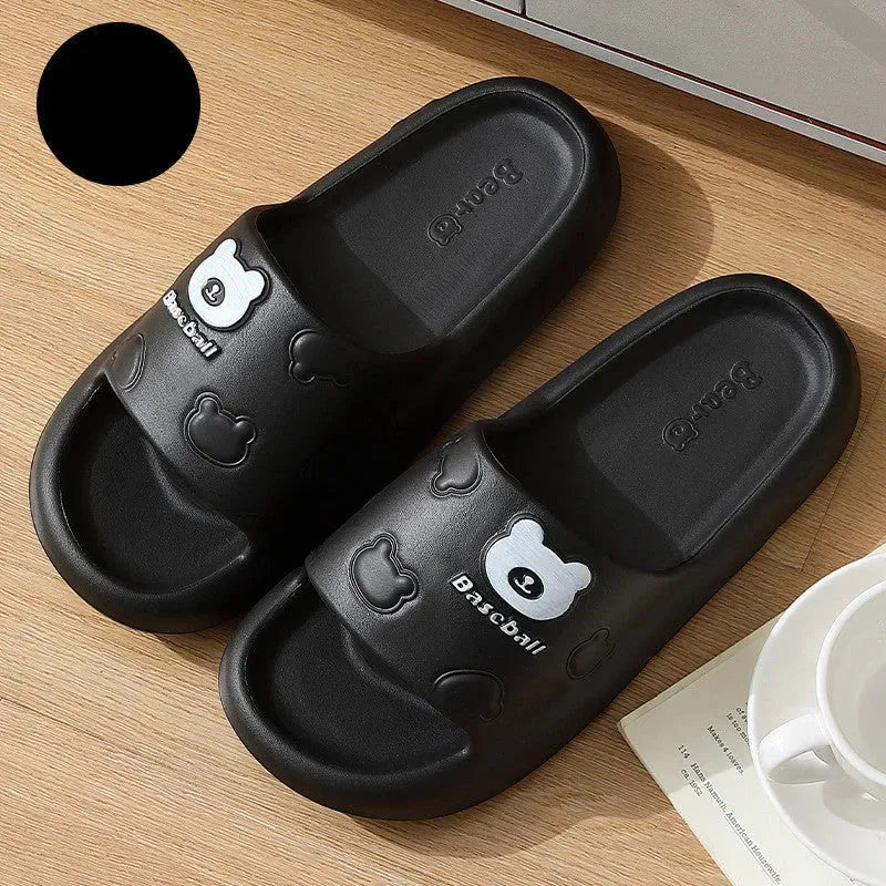 Bear-Callâ„¢ Kawaii Slippers Black Slippers - Tophatter Daily Deals