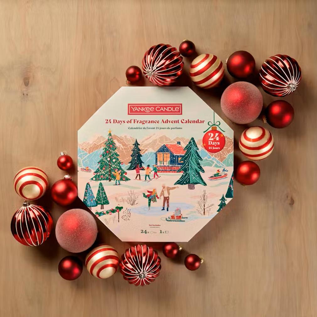 Yankee Candle Christmas Advent Calendar 24 Scented Tea Lights with Glass Holder Advent Calendar - Tophatter Daily Deals