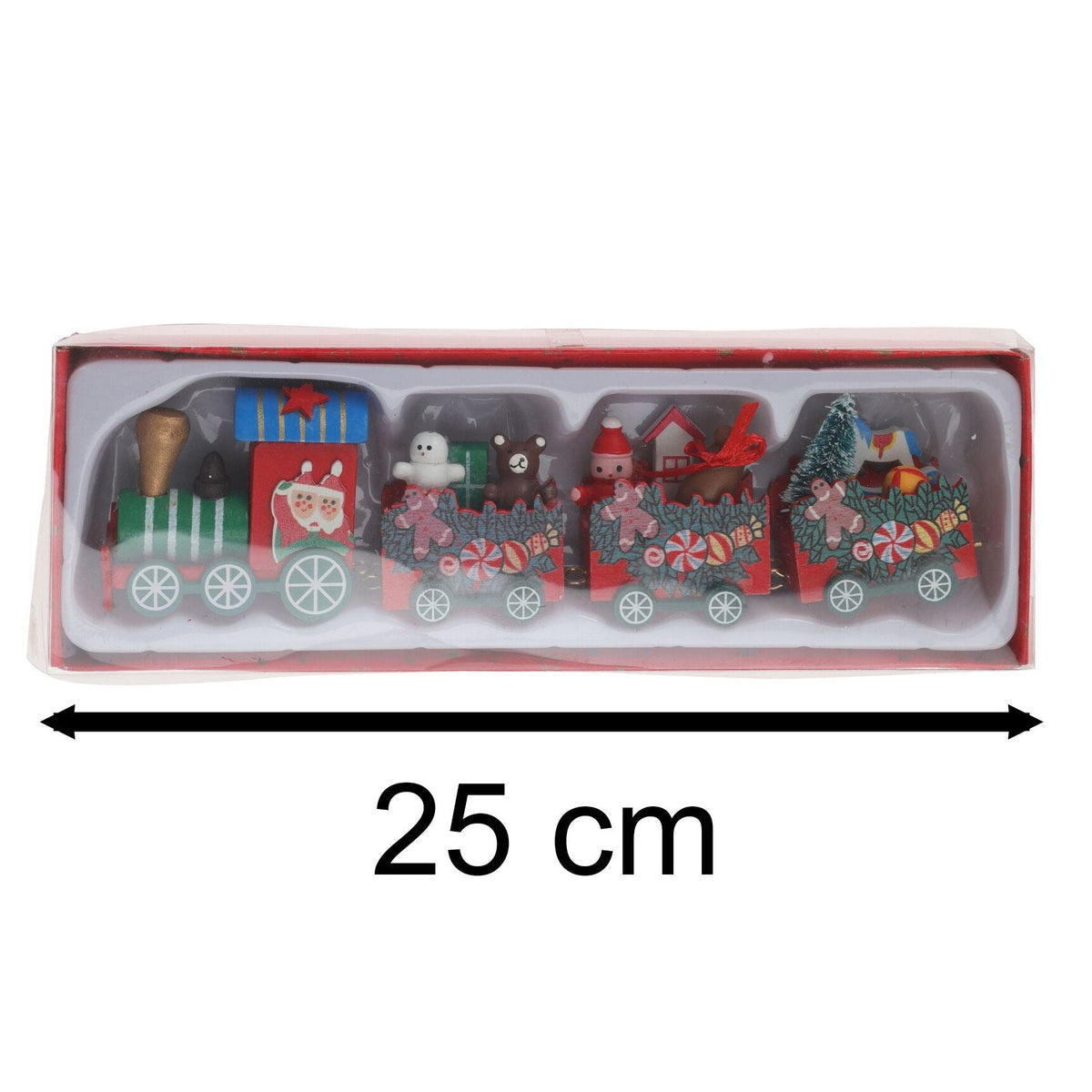 Wooden Christmas Train Set | Mini Toy Train Ornament Festive Decoration - 20cm Train Set - Tophatter Daily Deals