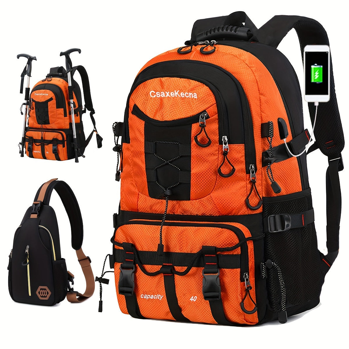 Large Capacity Travel Backpack with Chest Bag Backpacks - Tophatter Daily Deals