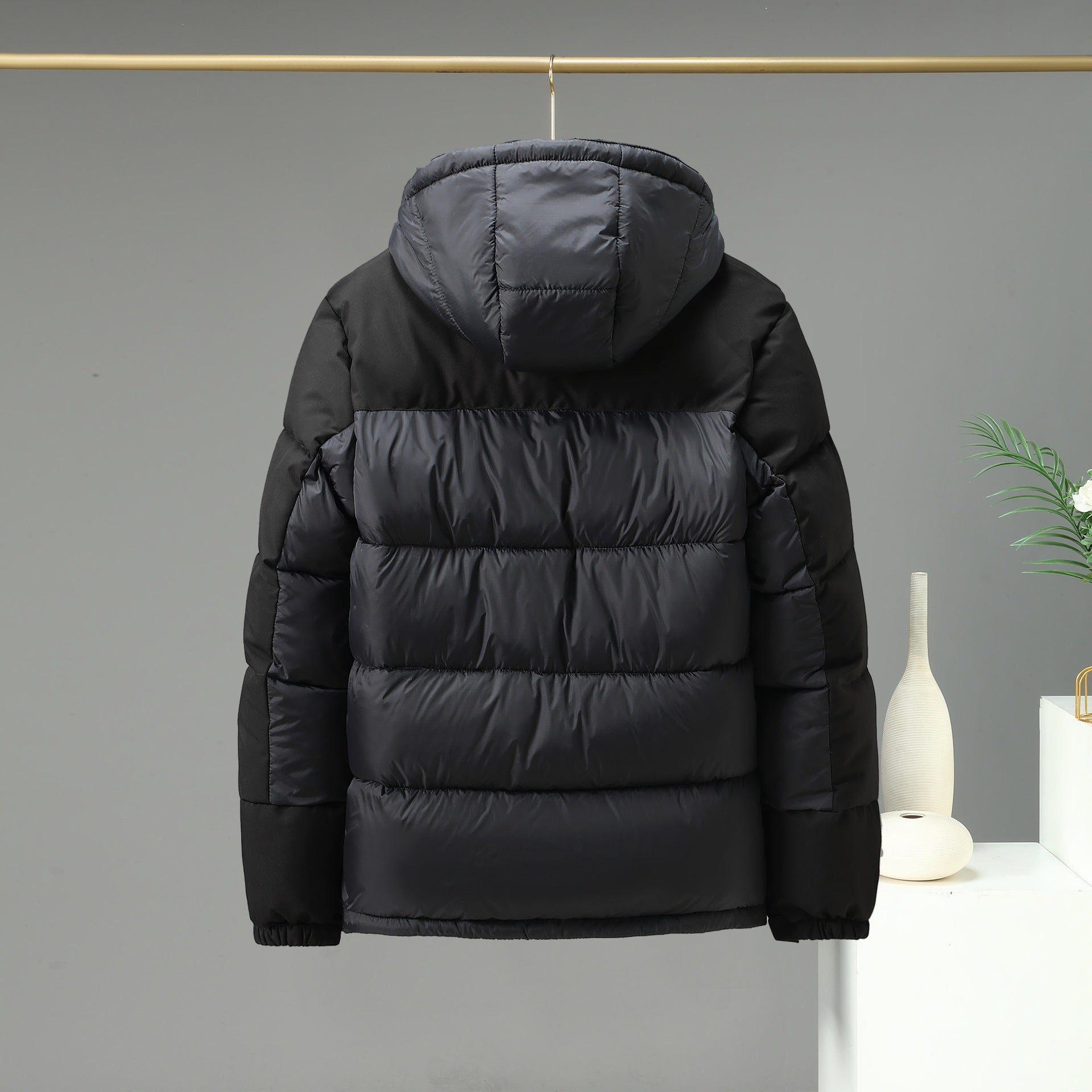 Warm Unisex Short Jacket - Boxy Hooded, Cotton Filled 3D Changing Face Moving Picture Frame - Tophatter Daily Deals