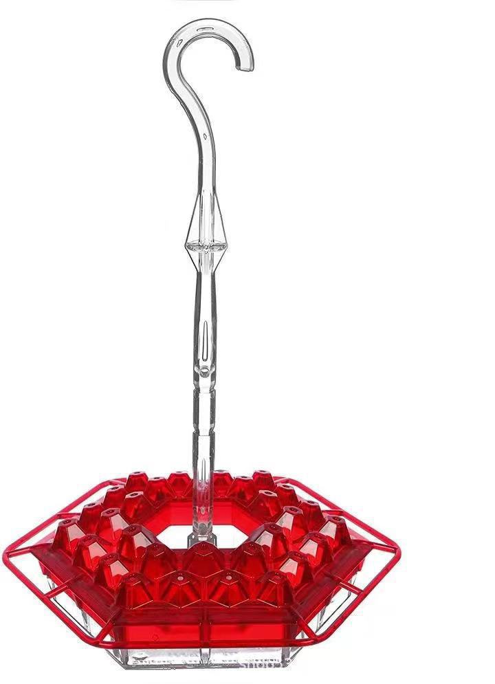 Hummingbird Feeder Ant Proof Outdoor Hanging Perch Hex Red - Tophatter Daily Deals