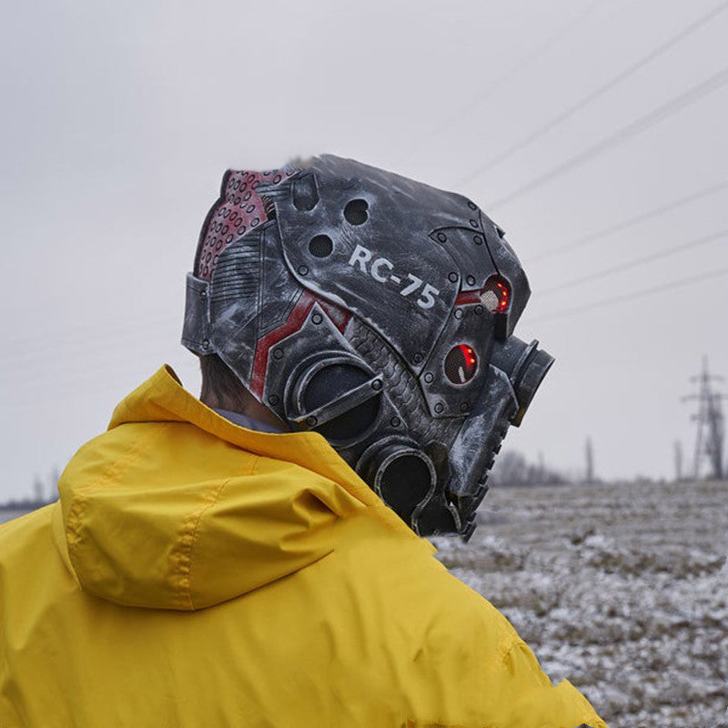 Cyberpunk Mask Helmet Black Latex Adult Halloween Cosplay 3D Changing Face Moving Picture Frame - Tophatter Daily Deals