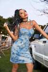 Tied Tie-Dye Sleeveless Mini Cami Dress Sky Blue Casual Dresses - Tophatter Daily Deals