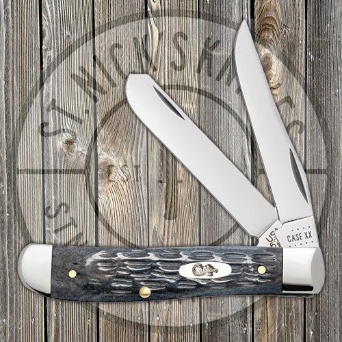 Case Mini Trapper - Pocket Worn Gray Bone - Crandall Jig - 58414 Traditional Knives - Tophatter Daily Deals