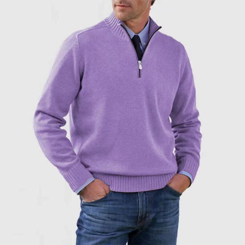 Soft Men's Stand Collar Sweater - Slim Fit, Acrylic Purple 3D Changing Face Moving Picture Frame - Tophatter Daily Deals