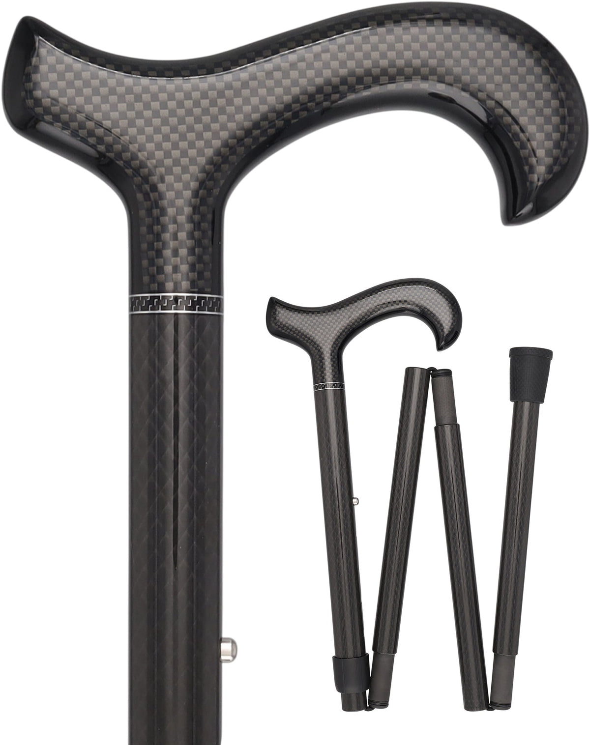Extra Tall, Folding Carbon Fiber Derby Cane - Adjustable Superlite Carbon Fiber Walking Canes - Tophatter Daily Deals
