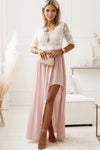 Lace Detail Half Sleeve Slit Dress - Tophatter Deals