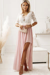 Lace Detail Half Sleeve Slit Dress Blush Pink Cocktail Dresses - Tophatter Daily Deals