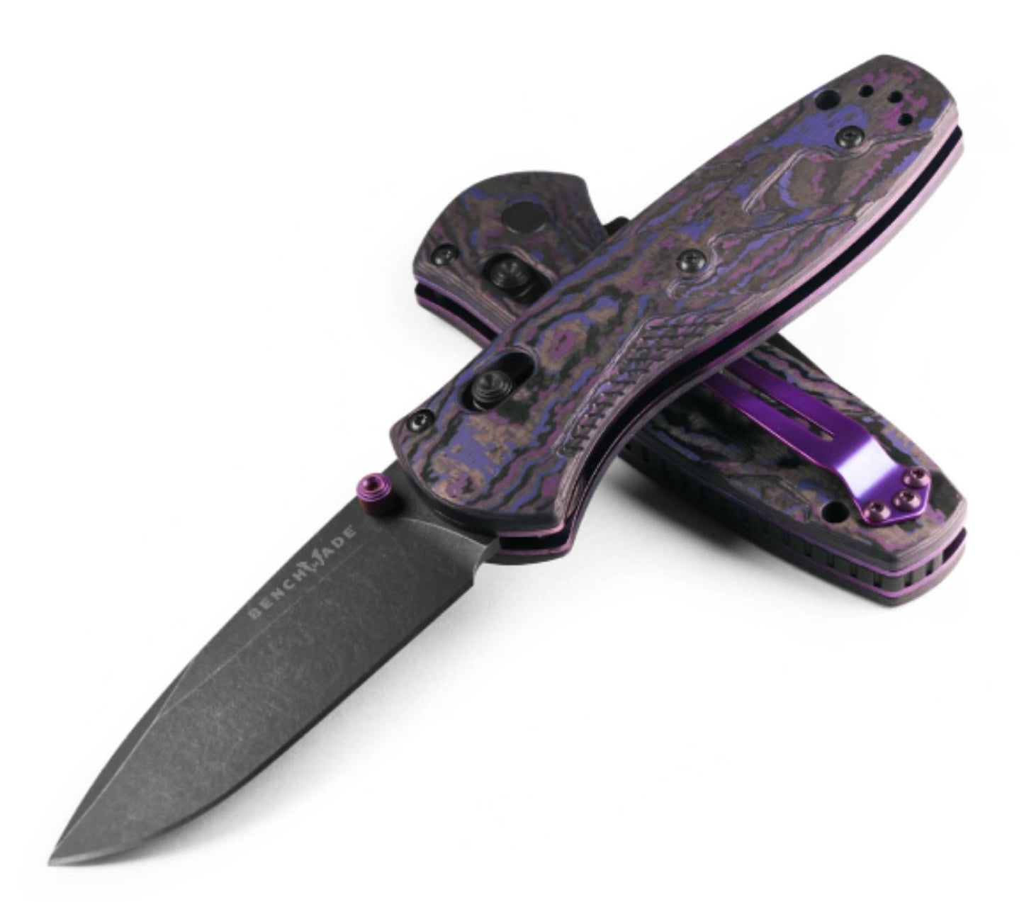 Benchmade Mini Barrage - Purple Haze Fat Carbon Handles - CPM-S90V - Gold Class - 585BK-251 Knives - Tophatter Daily Deals