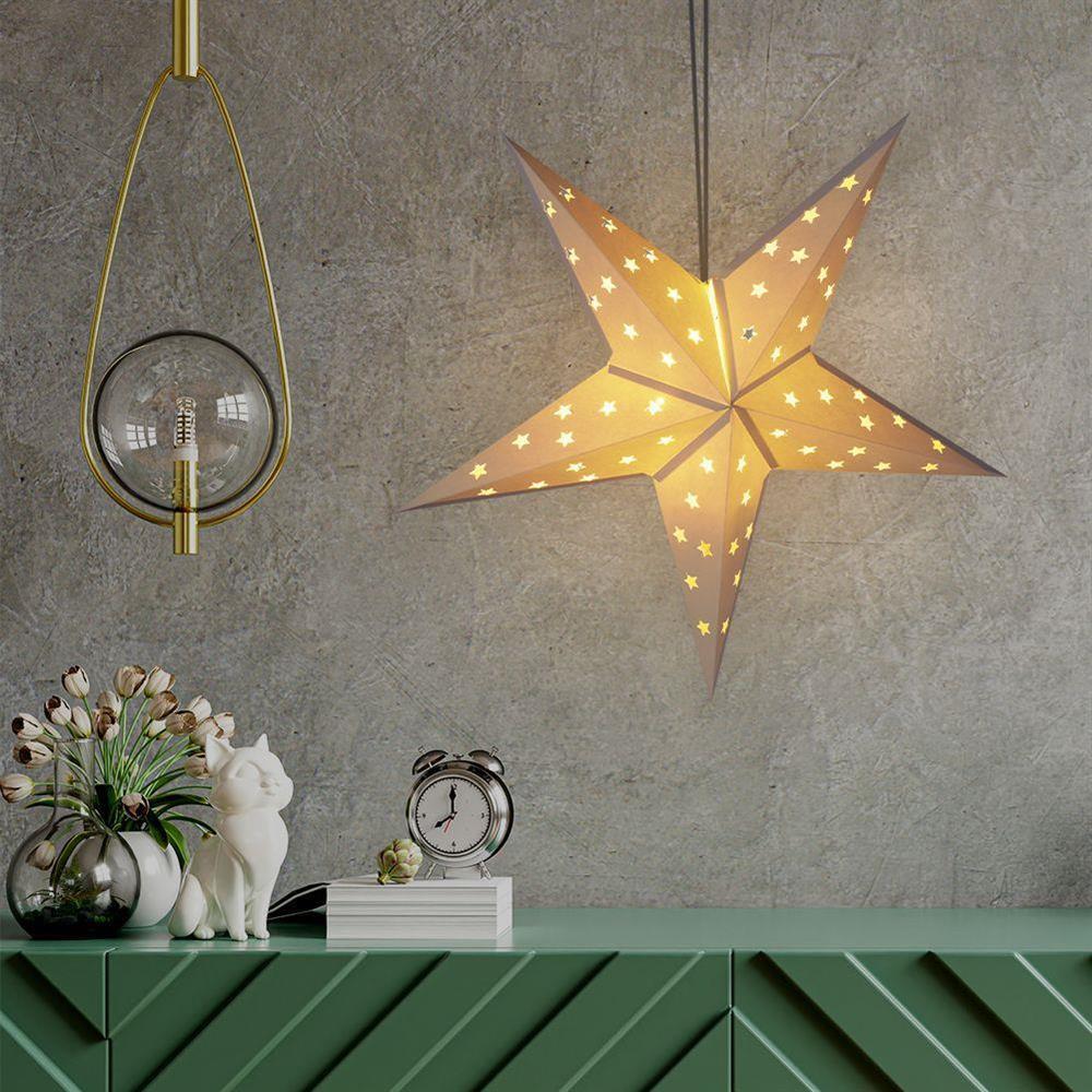 White LED Christmas Star | Christmas Paper Star Light Hanging Decoration - 60cm LED Light - Tophatter Daily Deals