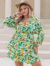 Plus Size Printed Surplice Long Sleeve Mini Dress Casual Dresses - Tophatter Daily Deals