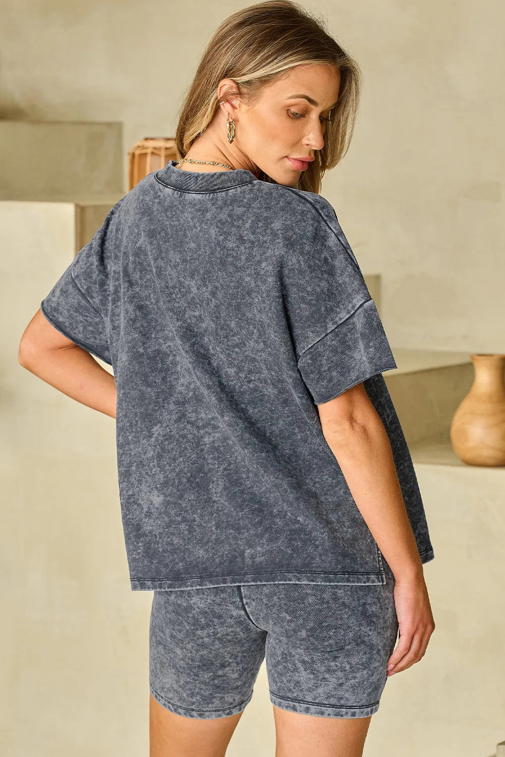 Black Mineral Washed Oversized T Shirt and Shorts Set Loungewear & Sleepwear/Loungewear - Tophatter Daily Deals