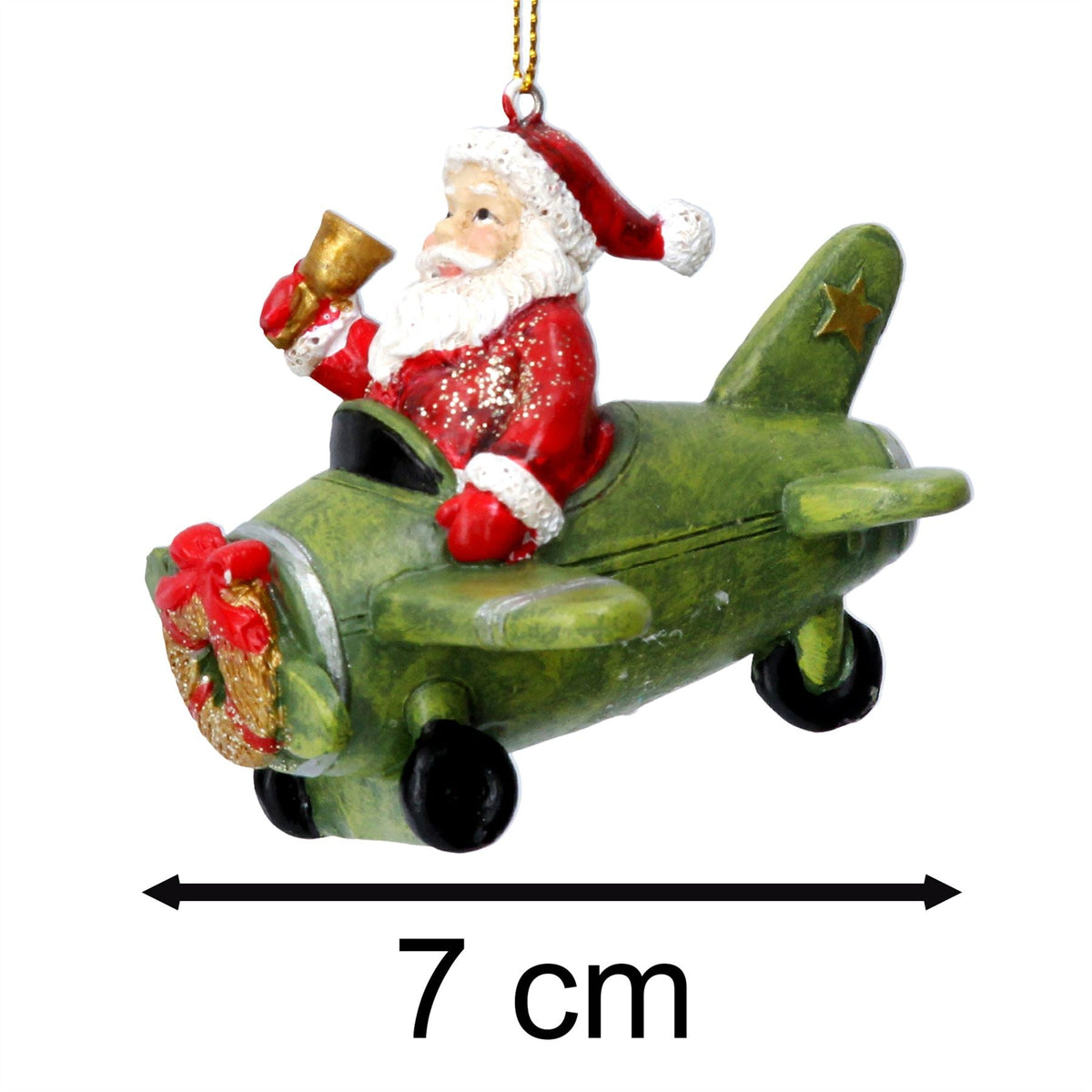 Santa in Plane Christmas Bauble | Santa Claus Resin Christmas Tree Ornament 9cm Baubles - Tophatter Daily Deals