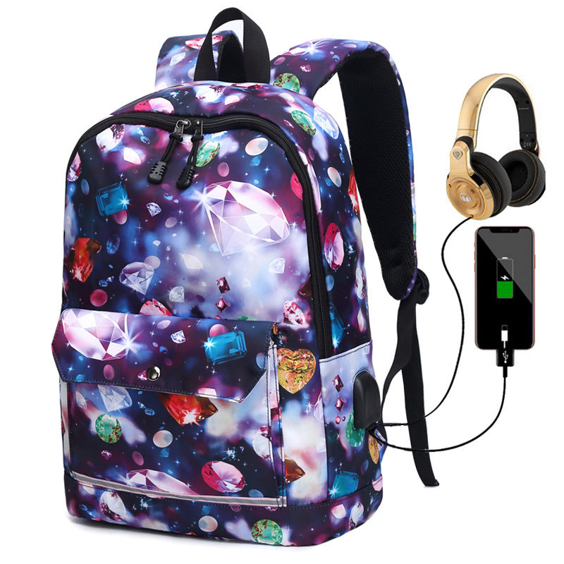 Backpack Female Backpack Computer Rechargeable Schoolbag 0 - Tophatter Daily Deals