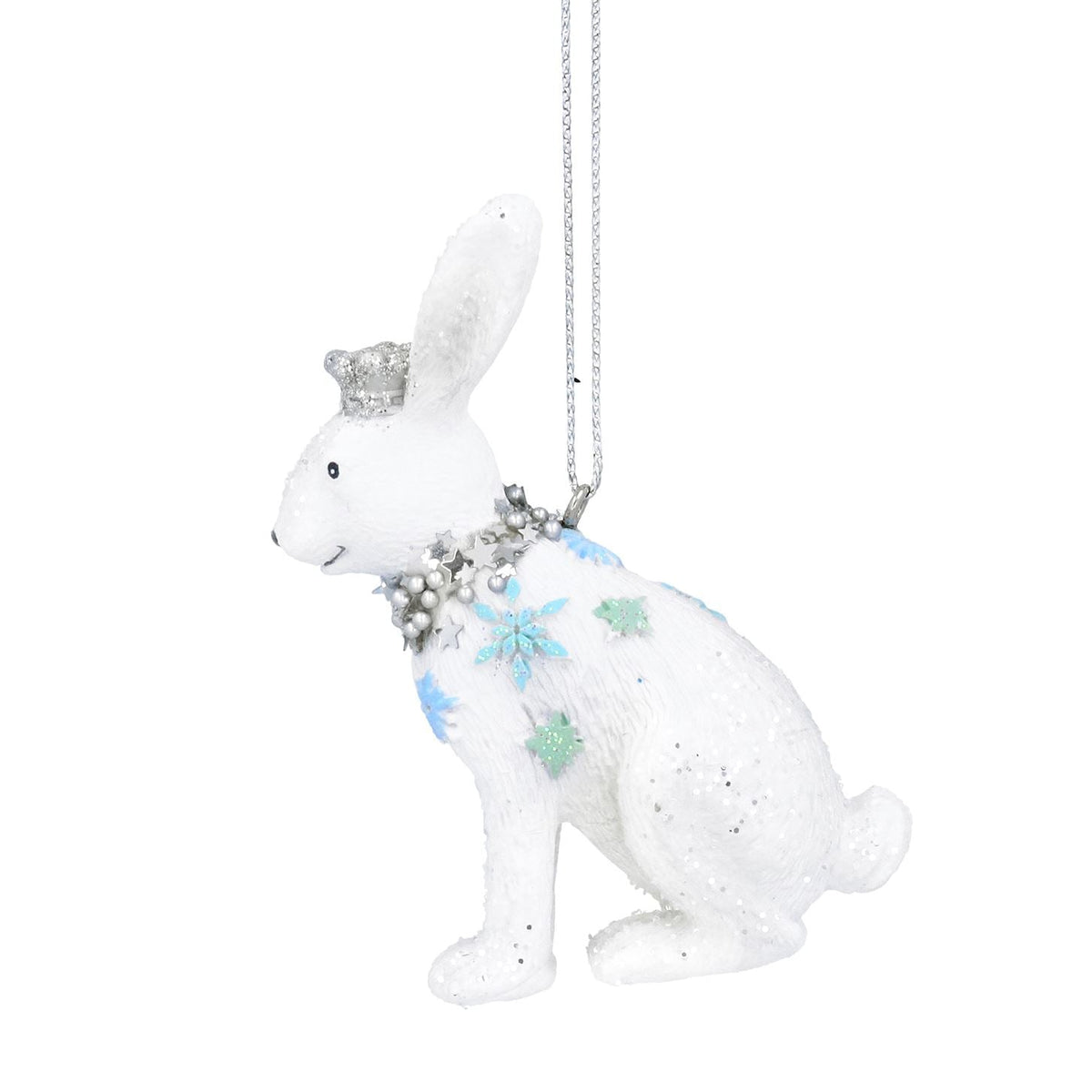 White Hare Christmas Tree Bauble | Resin Rabbit Christmas Tree Ornament - 10cm Baubles - Tophatter Daily Deals