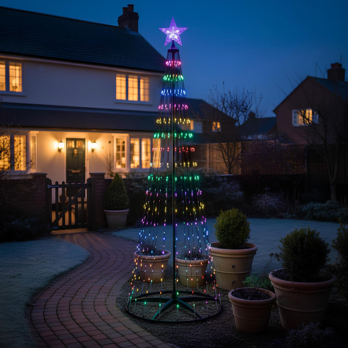 Multicolour LED Christmas Tree | Colour Changing Tree 370 RGB Lights UK Plug LED Light - Tophatter Daily Deals