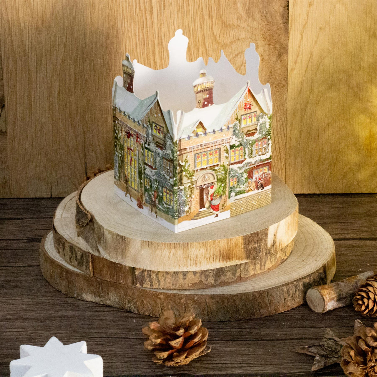 Deluxe Mini Advent Calendar Christmas Card - Nostalgic House Tealight Lantern - Manor House Advent Calendar - Tophatter Daily Deals
