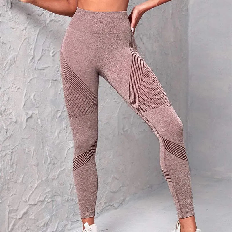 High Waist Seamless Yoga Pants Women's Solid Color Dot Striped Print Butt Lifting Leggings Fitness Running Sport Gym Legging Outfits Humidifier - Tophatter Daily Deals