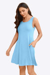 Full Size Round Neck Sleeveless Dress with Pockets Casual Dresses - Tophatter Daily Deals