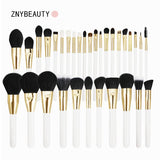 30 PCs Makeup Brush Set Soft Hair Eye Shadow Blush Face Powder Full Set 32 Platinum Black 0 - Tophatter Daily Deals