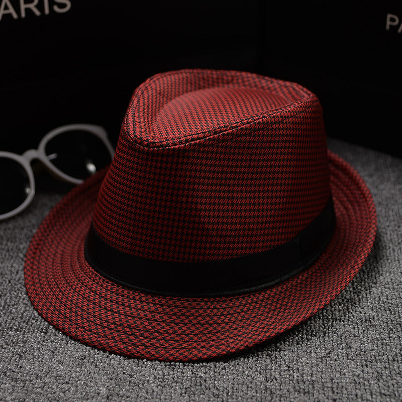 British Houndstooth European And American Sun Hats For Men Houndstooth Red 58cm 0 - Tophatter Daily Deals