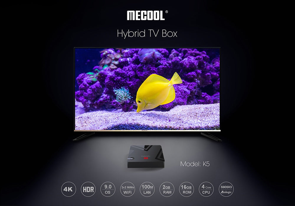Android 9.0 Mecool K5 Amlogic S905X3 DVB-S2 DVB-T2 DVB-C Box 0 - Tophatter Daily Deals
